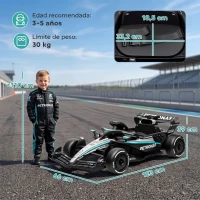 AIYAPLAY Kart Eléctrico para Niños 12V Mercedes-AMG PETRONAS F1 Mando a Distancia 2 Motores Suspensión Trasera 3,3-5,5km/h Negro(m-3)