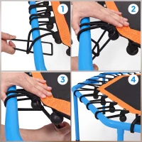 SPORTNOW Fitness-Trampolin, Trainingstrampolin mit verstellbarem Haltegriff, stabil und leise, für drinnenf, Stahl, Blau(m-8)