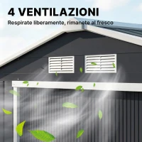 Outsunny Casetta da Giardino Porta Utensili in Lamiera con Porte Scorrevoli, 213x130x185cm, Grigio Scuro(m-8)
