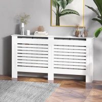 HOMCOM Acoperitor de Radiatoare cu Raft Portaoggetti, din Lemn, 152x19x81 cm, Alb(m-10)