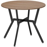 HOMCOM Table de salle à manger rond, table de cuisine, deux places, cadre en acier, dim. Ø 90 x 76H cm, marron, noir(m-1)