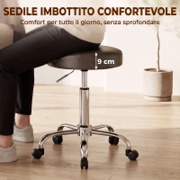 HOMCOM Sgabello Girevole a 360° con Altezza Regolabile, in Finta Pelle, Capacità 120 kg, 39x34.5x52-67.5 cm, Marrone(m-5)