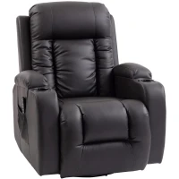 HOMCOM Fauteuil inclinable de massage et chauffage, fauteuil de relaxation, dossier réglable, pivotant 360°, 82x99x103cm, marron(m-1)