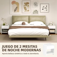 HOMCOM Juego de 2 Mesitas de Noche Nórdicas con Esquinas Redondeadas Cajón y Estante Abierto 40x35x45 cm Blanco(m-4)