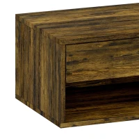 HOMCOM Set of Two Floating Bedside Tables - Rustic Brown(m-11)