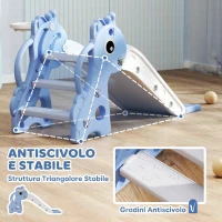 AIYAPLAY Scivolo per Bambini con Scaletta, Canestro da Basket e Pallone, Design Giraffa, per Bambini 1-3 Anni, Blu(m-7)