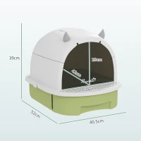 PawHut Ladă de toaletă închisă pentru pisici cu tavă detașabilă, lopățică și filtru cu cărbune activ, multicolor(m-3)