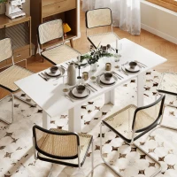 HOMCOM Masă Extensibilă de Luat Masa pentru 6-8 Persoane, 140-180 x 80 cm, Alb(m-14)