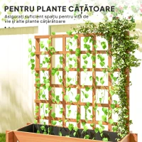 Outsunny Jardinieră cu grilaj pe 3 niveluri din lemn de brad și material netesut, 95x95x110 cm, maro(m-4)