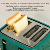 HOMCOM 2-in-1 Toaster und Wasserkocher Set, 7 Bräunungsstufen, Auftau- und Aufwärmfunktion, Grün(m-6)