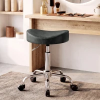 HOMCOM Tabouret à roulettes pivotant hauteur réglable en cuir synthétique avec assise rembourrée pour spa bureau tatouage noir(m-6)
