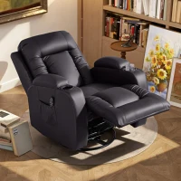 HOMCOM Fauteuil inclinable de massage et chauffage, fauteuil de relaxation, dossier réglable, pivotant 360°, 82x99x103cm, marron(m-9)