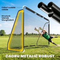 SPORTNOW Poartă de Fotbal 3x2 m, cu Plasă Rezistentă și Cadru Metalic Stabil, Negru(m-4)