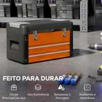 HOMCOM Mala de Ferramentas Resistente com 2 Gavetas e Asa de Transporte, Laranja(m-5)