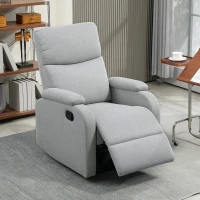 HOMCOM Fotoliu Reclinabil Manual la 60° Extra Căptușit în Material Textil cu Suport pentru Picioare, Gri(m-10)