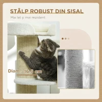 PawHut Stâlp de Zgâriat Per Pisici Con Lettino, Rivestimento Peluche E Palo In Sisal(m-6)