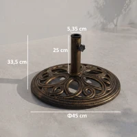 Outsunny Sonnenschirmständer aus Gusseisen 11,5 kg Schirmständer für Sonnenschirm Schirmstangen 38 mm/48 mm rund Sonnenschirmfuß für Garten Terrasse Balkon Bronze Ø45 x 33,5H cm(m-3)