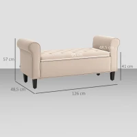 HOMCOM Sitzbank im Vintage-Design, Sitzbank mit Stauraum, Samtoptik, Beige(m-3)