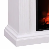 HOMCOM Chimenea Eléctrica 1800 W, Efecto Llama con 3 Niveles de Luminosidad, Chimenea Falsa con Repisa, Efecto Madera Blanco(m-9)