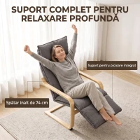 HOMCOM Fotoliu Modern de Relaxare cu Suport Pentru Picioare, Scaun Spațios, Gri Închis(m-7)