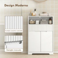 HOMCOM Mobiletto Bagno da Pavimento con Cassetto e Ripiano Regolabile(m-5)