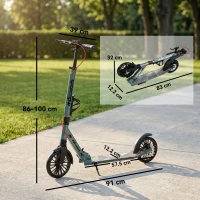 SPORTNOW Foldable Kick Scooter with Height Adjustable Handlebar, One-click Folding Adult Scooters with 200 mm Big Wheels, Silver Tone(m-3)