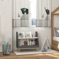HOMCOM Comodă pentru depozitarea jucăriilor pentru copii cu 2 niveluri și 5 compartimente din lemn, 80x34x79cm, gri(m-10)