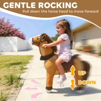 AIYAPLAY Cheval à Monter pour Enfant, Cheval à Roulettes en Peluche, Poignée, 75 cm de Haut, pour 3 à 5 Ans, Marron(m-5)