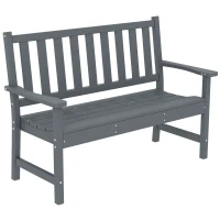 Outsunny Gartenbank 2-Sitzer wetterfest Kunststoff Outdoor Sitzbank mit Lamelldesign Holzoptik Rückenlehne Grau(m-1)