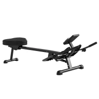 Aparat de Vâslit Hidraulic SPORTNOW cu 12 Niveluri de Rezistență, Echipament Fitness pentru Acasă cu Ecran LCD și Pedale Anti-Alunecare, Capacitate Maximă 130KG, Antrenament Cardio, Negru(m-1)