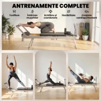 SPORTNOW Reformer Pilates Pliabil pentru Acasă cu 2 Benzi Elastice, Alb(m-4)