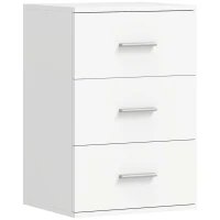HOMCOM Noptieră cu 3 sertare, modernă și multifuncțională pentru dormitor și living, 40x35x60 cm, albă(m-1)