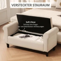 HOMCOM Sitzbank im Vintage-Design, Sitzbank mit Stauraum, Samtoptik, Beige(m-4)