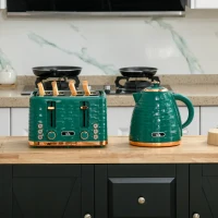 HOMCOM 2-in-1 Toaster und Wasserkocher Set, 7 Bräunungsstufen, Auftau- und Aufwärmfunktion, Grün(m-7)