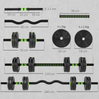 SPORTNOW Hantelset verstellbar 15 KG Kurzhantel Set Kurzhanteln Langhanteln Hanteln Set für Krafttraining(m-3)