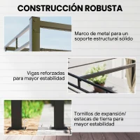 Outsunny Pérgola de Jardín 3x3 m con Techo Retráctil y Cortinas Protección UV30+ Estructura Metálica para Patio Terraza Beige(m-6)