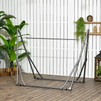 Outsunny 2-in-1 hangmatstandaard, weerbestendig, droogrek, 290 cm x 92 cm x 88 cm, zwart(m-8)