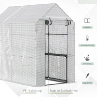 Outsunny foliekas, beloopbare kas met 4 plankniveaus, tomatenkas, broeikas, met deur, groen, staal, PE, 120 x 186 x 190 cm.(m-4)