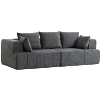 HOMCOM 3-Sitzer-Sofa, Cloud-Sofa aus Chenille mit dicker Federkernpolsterung, breiter und tiefer Sitzfläche, breiten Armlehnen, Kissen, grau(m-12)