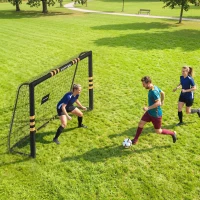 SPORTNOW Poartă de Fotbal Portabilă 240x85x160 cm cu Căptușeală din EPE, Alb(m-7)