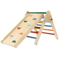 AIYAPLAY Gioco da Arrampicata con Triangolo e Pannello Scivolo ed Arrampicata, per Bambini 18-48 Mesi, Multicolore(m-11)