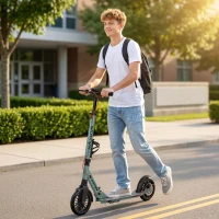 SPORTNOW Foldable Kick Scooter with Height Adjustable Handlebar, One-click Folding Adult Scooters with 200 mm Big Wheels, Silver Tone(m-2)