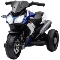 HOMCOM Moto électrique enfants 3 roues 6 V, voiture électrique enfants 3 à 5 ans, effets lumineux et sonores, 86x42x52cm, bleu(m-17)