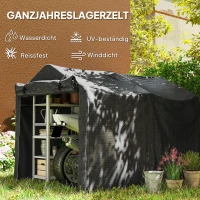 Outsunny Garagenzelt, wasserdicht Zeltgarage mit Tür, UV-beständig 220 x 157 x 165 cm Schwarz(m-4)