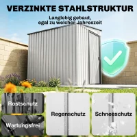 Outsunny Metall Gerätehaus 2,81m² 154x206,5x181 cm Geräteschuppen mit Pultdach Fundament(m-4)