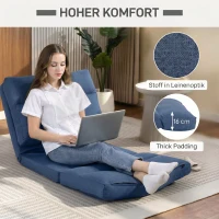 HOMCOM Sitzsack mit Bettfunktion, neigbare Lehne, klappbar, bis 120kg, 70 x 72 x 56 cm, Dunkelblau(m-6)