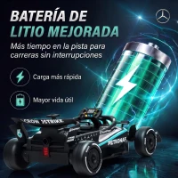 AIYAPLAY Kart Eléctrico para Niños 12V Mercedes-AMG PETRONAS F1 Mando a Distancia 2 Motores Suspensión Trasera 3,3-5,5km/h Negro(m-5)