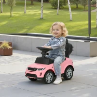AIYAPLAY Carro Andador 2 em 1 para Crianças Land Rover Discovery com Buzina Pega de Empurrar e Barra Removíveis 84x40x94,5 cm Rosa(m-9)