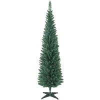 HOMCOM Árvore de Natal Slim 180 cm Árvore de Natal Artificial com 321 Ramos Suporte Metálico Decoração para Interior Verde(m-1)