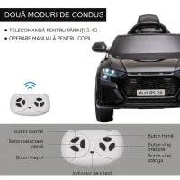HOMCOM Mașină Electrică pentru Copii Audi RS Q8, 6V, 2 Motoare, Telecomandă, PP, 101x62x51 cm, Negru(m-5)